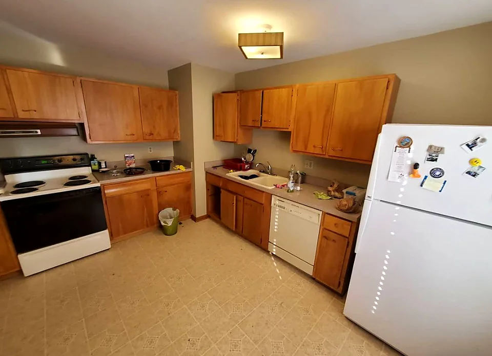 Kitchen cabinet refinish before