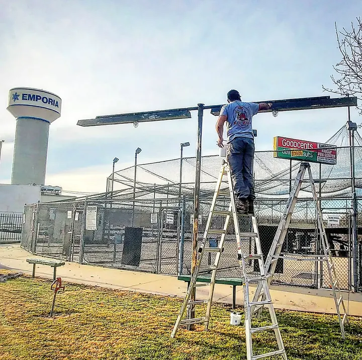 Painting a commercial fuel canopy
