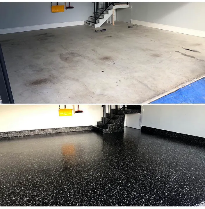 Epoxy garage floor by Red Barn Painting